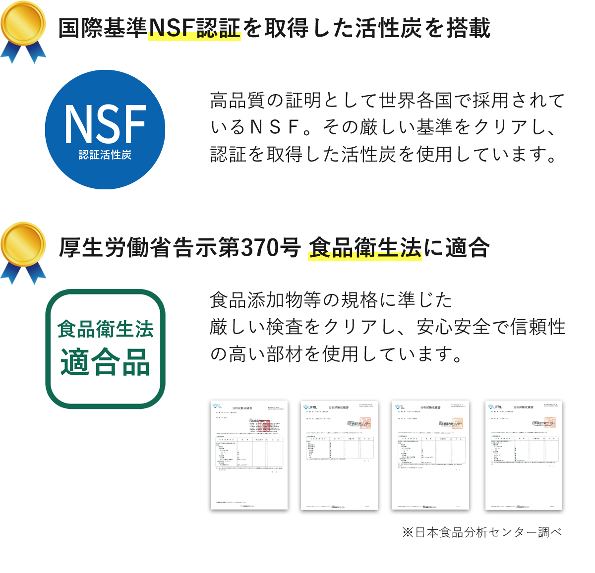 nsf認証、食品衛生法適合