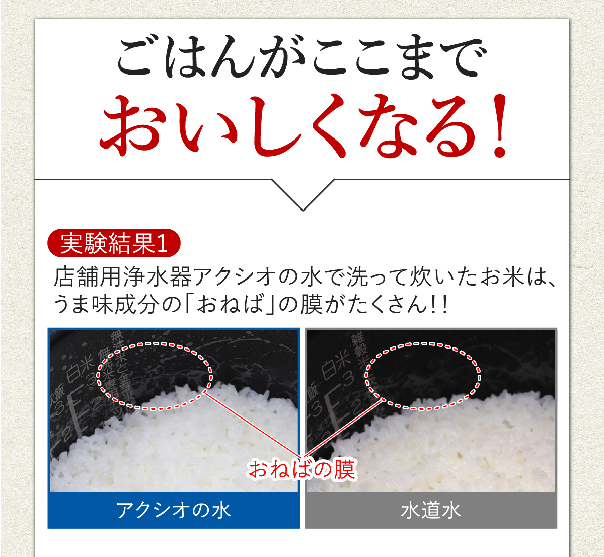浄水と水道水で炊いたお米の比較1-1